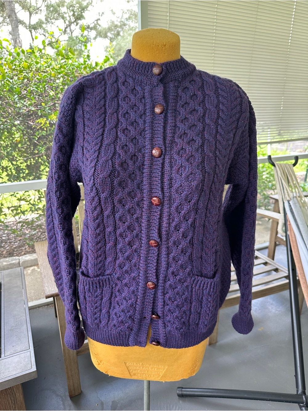 John Molloy Wool Cardigan , Purple with button closures